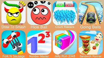 Draw To Smash,Hide Ball,Count Master,Going Balls,Fork N Sausage,Number Master,Jelly Run 2048