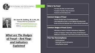 What are The Badges of Fraud – Red Flags &amp; Indicators Explained (Golding &amp; Golding Board Certified)