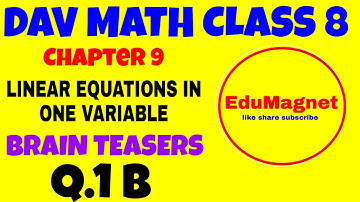 DAV MATH CLASS 8 Chapter 9 Linear Equations in One Variable Brain Teasers Q1 B