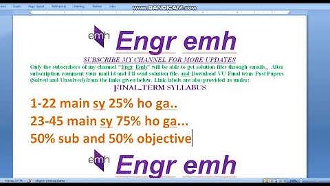 Virtual university FINAL-TERM SYLLABUS by Engr Emh.