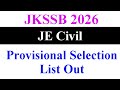 JKSSB JE Civil Result Out | JE Civil Selection List Out | #Jkssb2026 #letslearnwithtahir