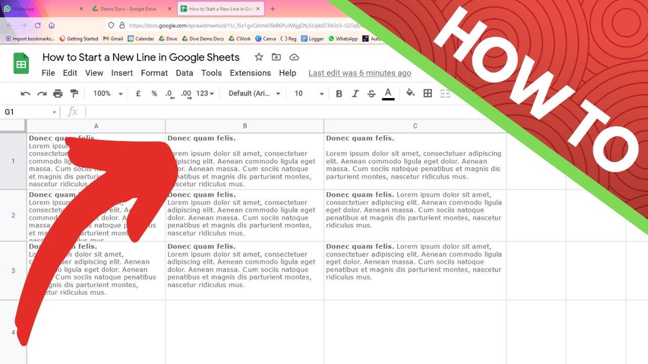 How to Start a New Line in Google Sheets 