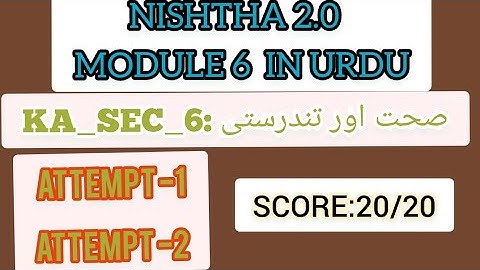 MODULE 6 IN URDU /KA_SEC_6: صحت اور تندرستی/ کوئز
