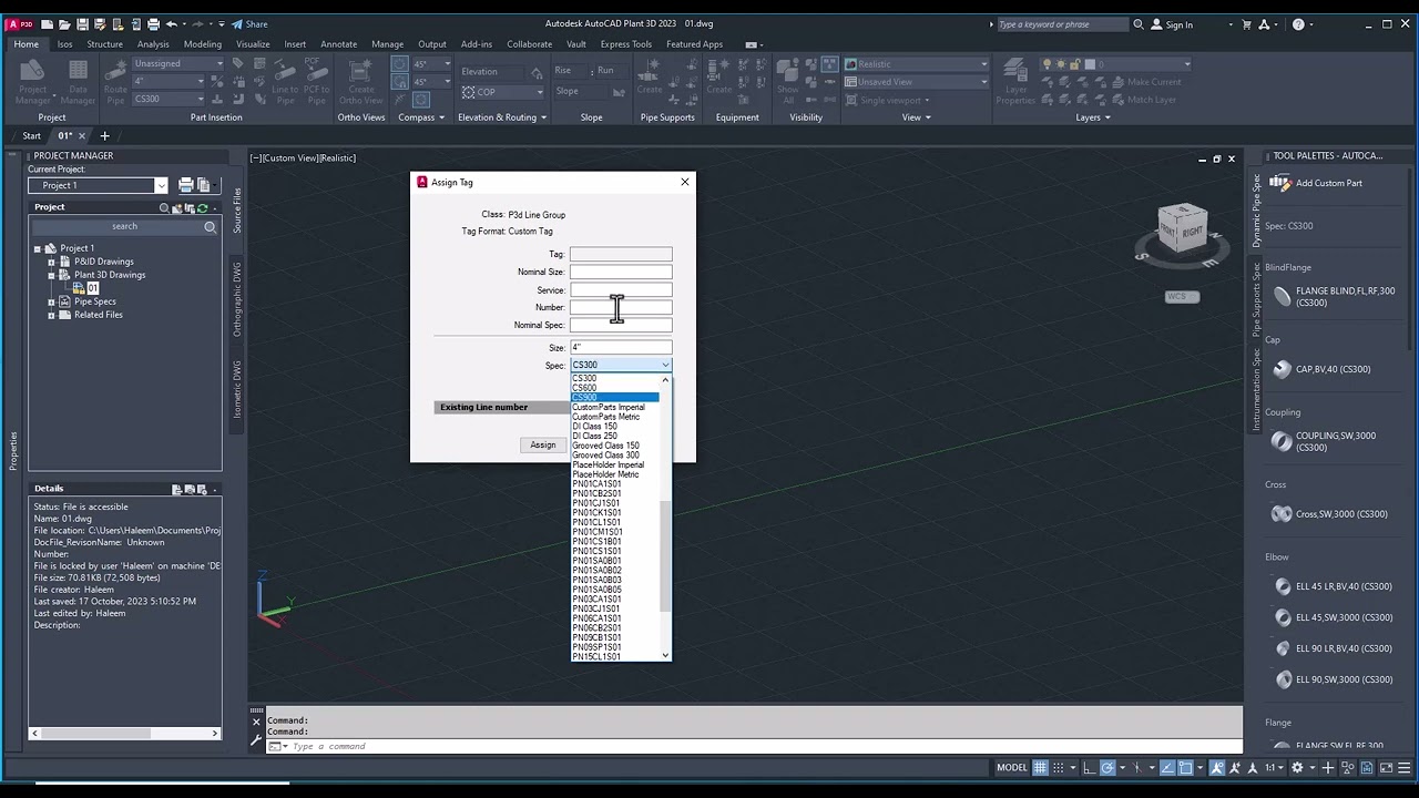 Assign New Pipeline Tag Number in AutoCAD Plant 3D