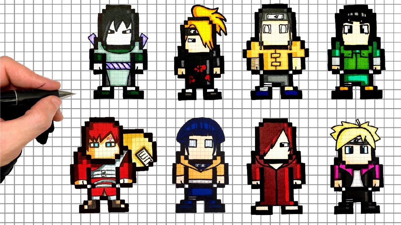 COMMENT DESSINER LES PERSO NARUTO EN PIXEL ART ! PARTIE 2 - YouTube
