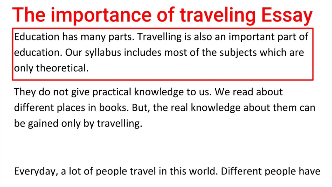 importance of travelling in education essay 200 words