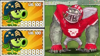 1000 Mega Gatling Pea & Other Plants Vs 999 Football Allstar Zombie - PvZ 2 Gameplay