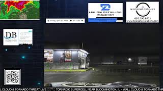 “🚨 TORNADIC SUPERCELL NEAR BLOOMINGTON, IL – WALL CLOUD & TORNADO THREAT LIVE 🌪️”