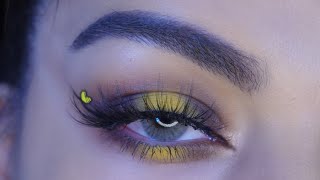 Yellow eye makeup Halo eye tutorial | مكياج عيون اصفر بايلاينر الوردة