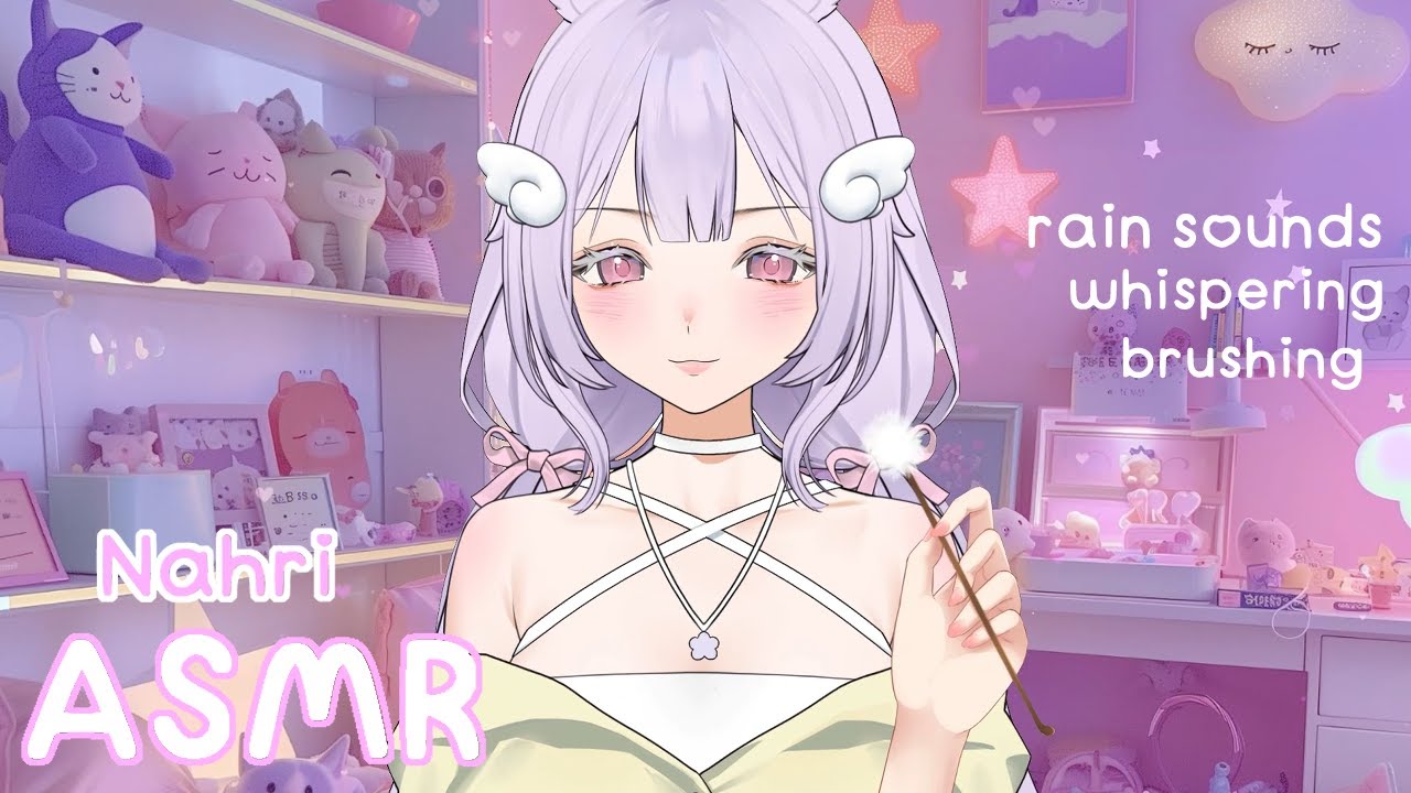 ꒰ASMR꒱ 🤍 Bunny girl whispering 🩷 it's raining 🌧️ [ mic brushing sounds ]