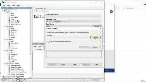 Import data -Excel file -  in EpiInfo