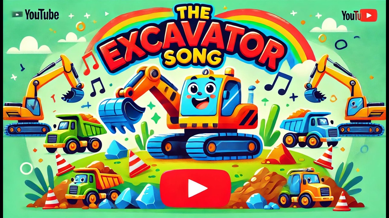 Excavator Rhymes for Kids! Nursery Rhymes & Cartoon Videos for Children ...