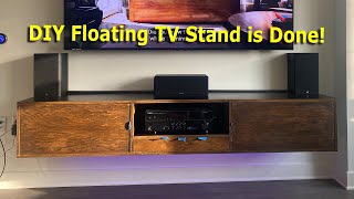 How to Build a Modern Floating TV Stand  Doors, Drawers and Stain!