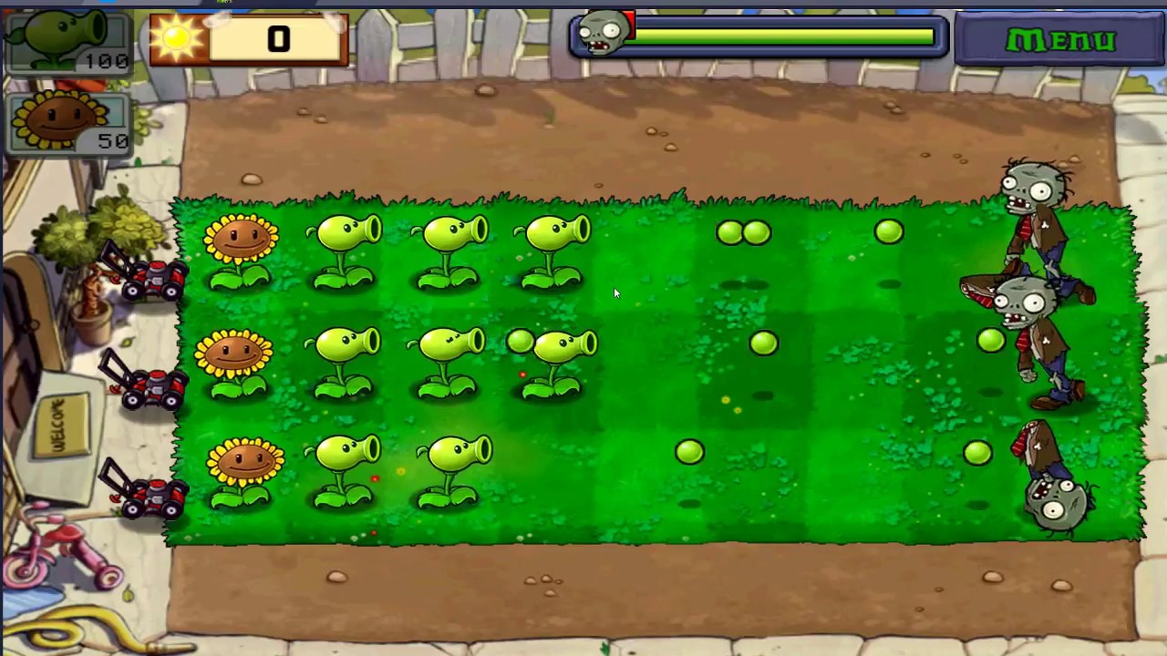 Pvz First Level Plants vs Zombies 1 I FIRST TWO LEVELS! - YouTube