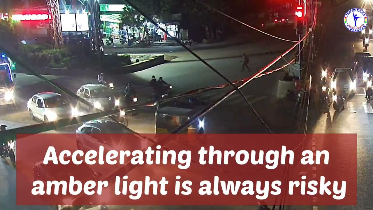 Accelerating through an amber light is always risky Cyberabad Traffic