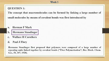 INTRODUCTION TO POLYMER SCIENCE (WEEK 1 LIVE SESSION)