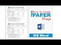 how to create 2 paper at 1 page in MS Word || MS Education Network