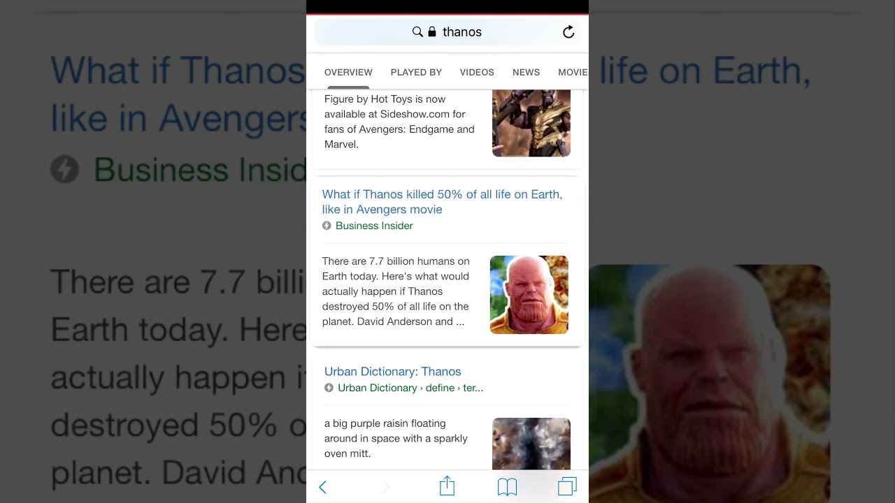 Thanos snaps google search 