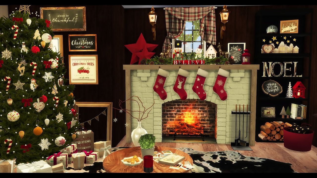 The Sims 4 Christmas Cottage House Tour Download Cc 模擬市民4 房屋下載 紅色