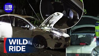 Terrifying moment allegedly stolen car barrels towards man | 9 News Australia