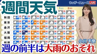 【週間天気】週前半は広範囲で大雨に警戒　台風の動向も注意