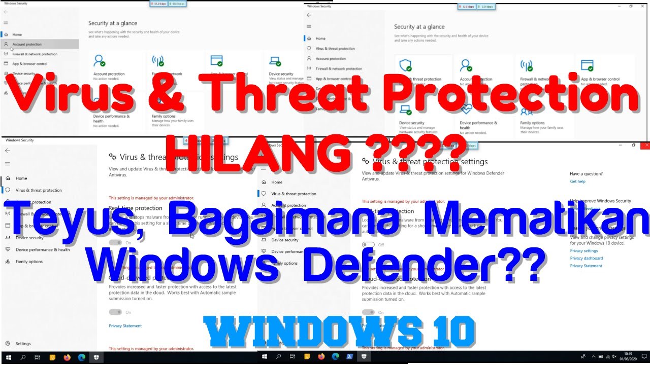 Cara menonaktifkan antivirus windows 10 [ Menu Virus & threat