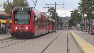 San Diego Trolley Action In Various Places. Front View Of Cab Included