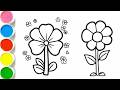 Simple and Beautiful Flower Drawing | Coloring Tutorial