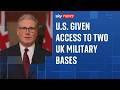 U.S. given permission to use two British bases to attack Iranian missile sites