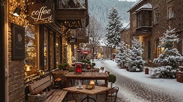 Calm Winter Jazz Music ⛄ Cozy Snowy Coffee Shop Ambience  Relaxing Smooth Jazz Instrumental for Work