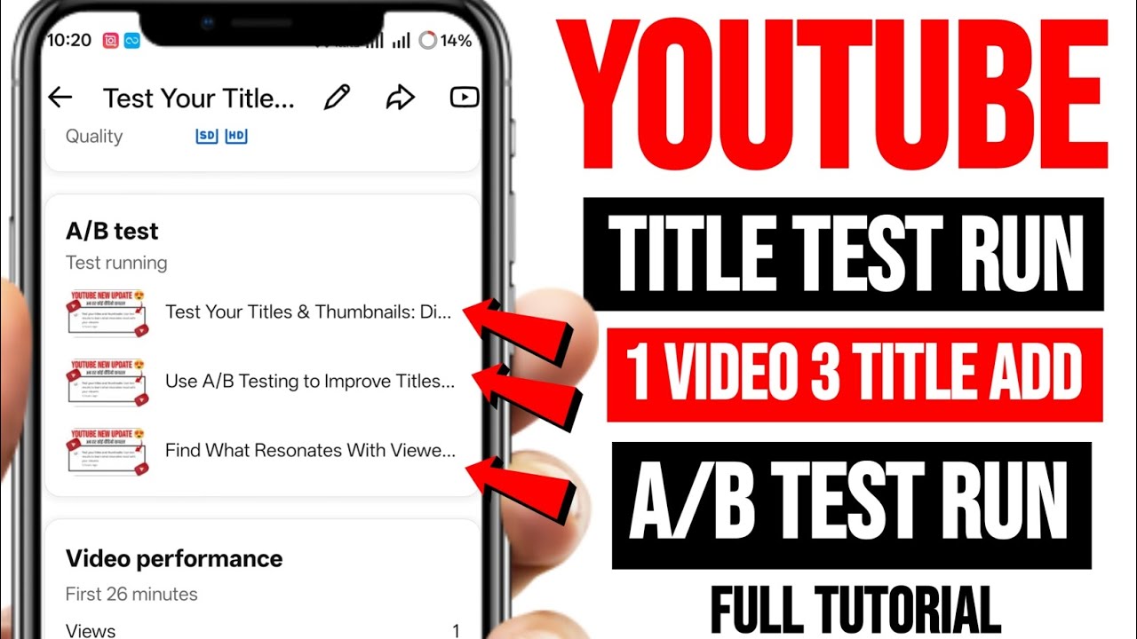 YouTube A/B title test run | how to run A/B Testing in youtube ...