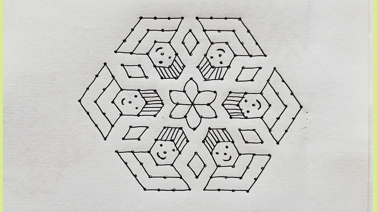 Police man Rangoli Designs | 15 to 8 dots rangoli | man/men ...