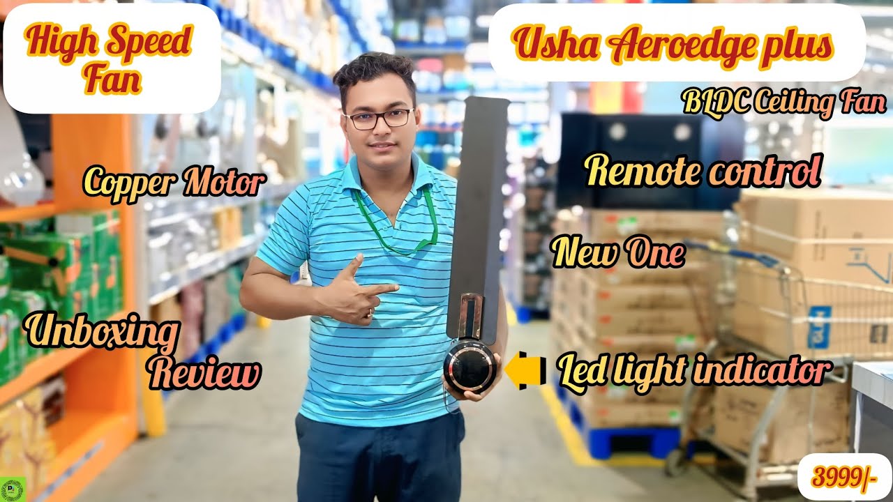 Usha Aeroedge plus 1200MM BLDC Ceiling Fan with Remote| LED Indicator|Copper Motor|High Air Delivery