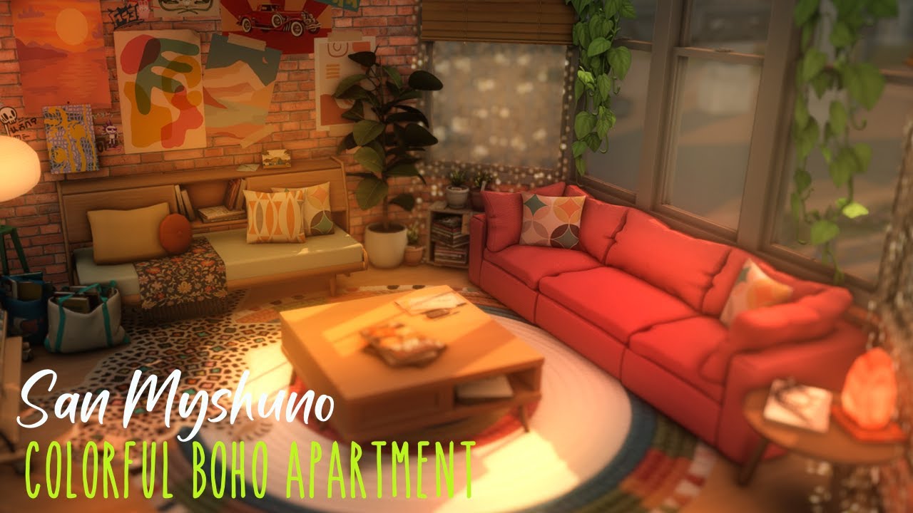 Colorful Boho San Myshuno Apartment | Speedbuild | CC | Sims 4