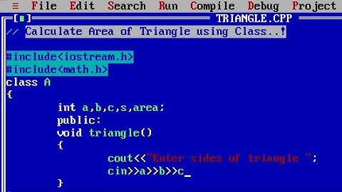 Program C++ untuk mencari luas segitiga menggunakan kelas dan objek | Hitung Luas Segitiga dalam C++