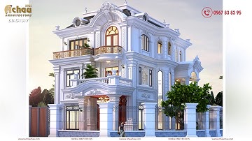 Mẫu thiết kế biệt thự 3 tầng đẹp tại Hà Nội, phong cách tân cổ điển - BTAC 1317