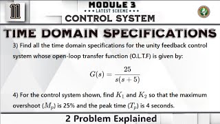 11 Time Domain Specifications 2 Problems Explained Module 3 4th Sem Control System ECE  VTU BEC403