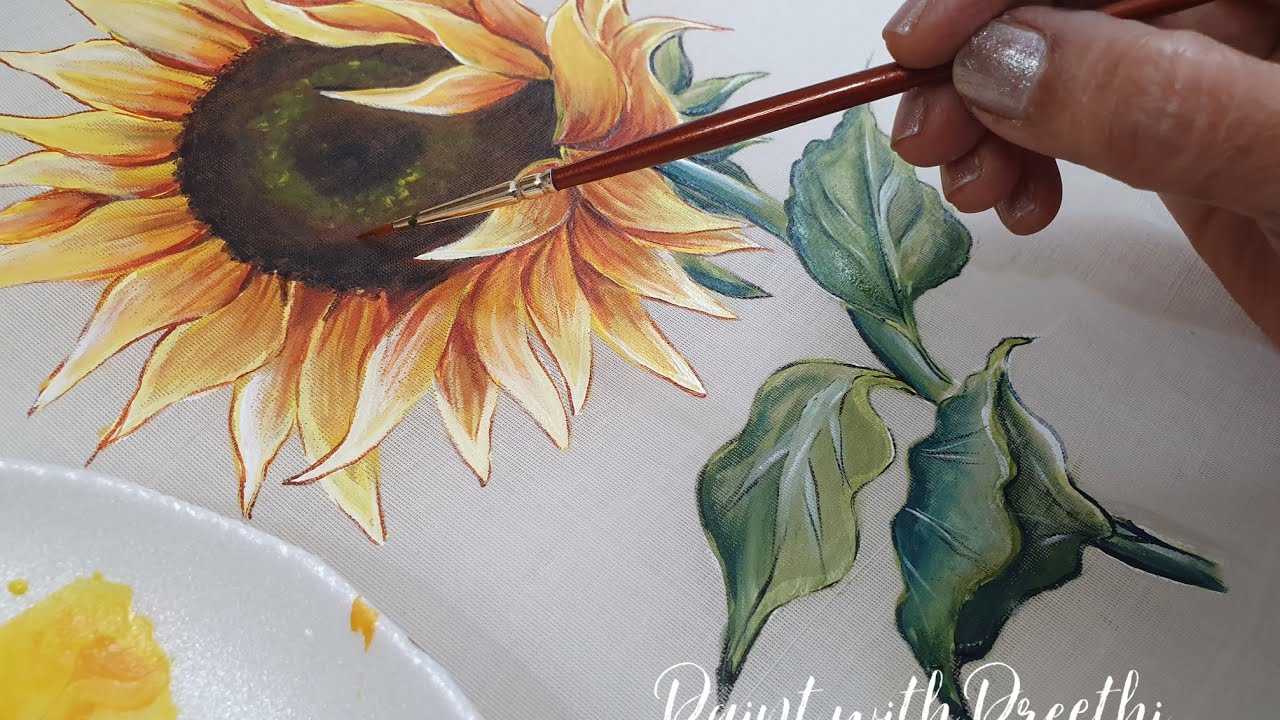 Fabric painting for beginners/Sunflower - YouTube