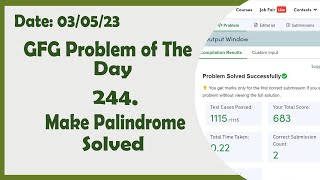 Make Palindrome || C++ || GFG Daily Problem