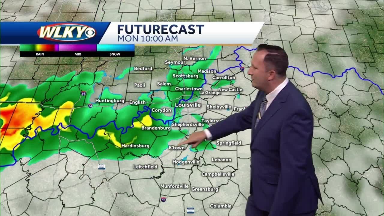 Widely scattered showers & storms on Monday - YouTube