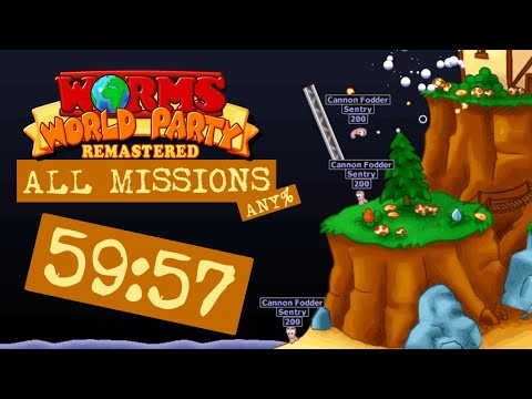 Worms World Party Remastered - All Missions Any% NMS speedrun in 59:57 (FIRST EVER SUB-1 HOUR RUN!)