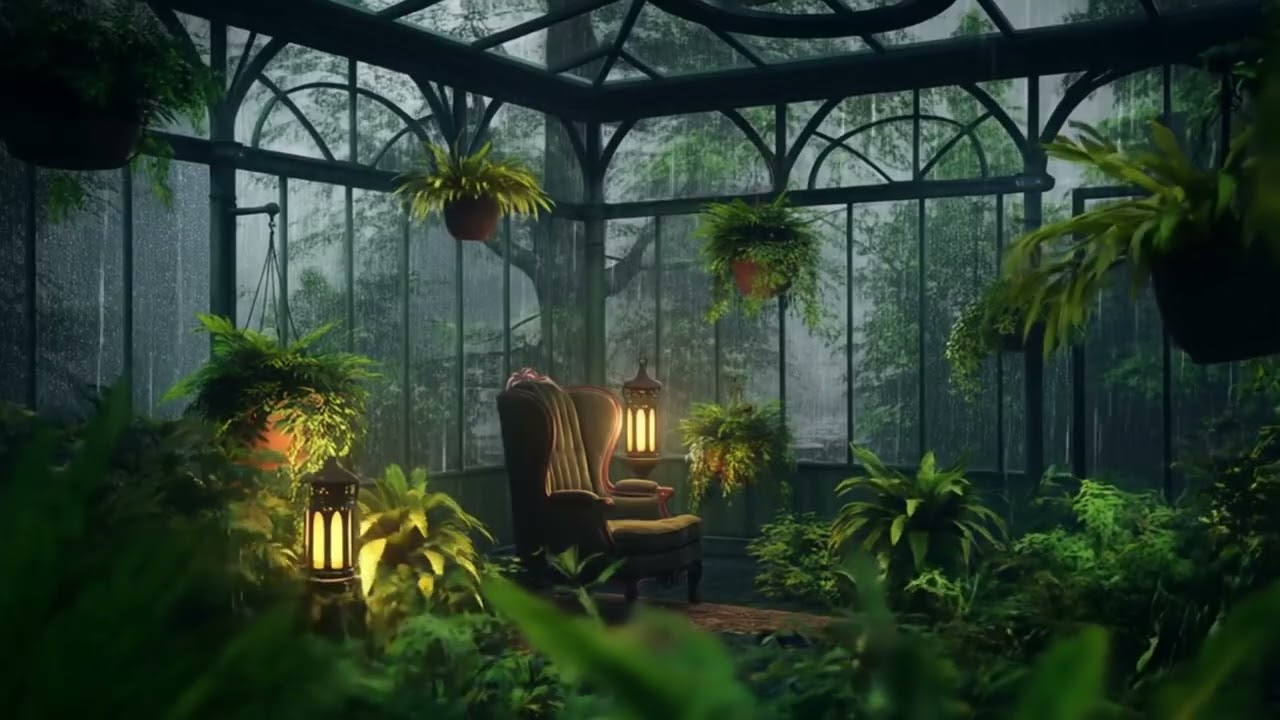 Rain on Glass Sounds in a Cozy Greenhouse 🌿 Sleep & Study Instantly [ASMR] | Focus Music Lab