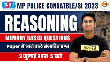 Reasoning Memory Based Questions | Reasoning Class | MP POLICE CONSTABLE/ MP SI 2023 | by Jitin Sir