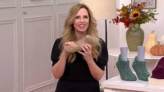 MUK LUKS Set of 2 Aloe Infused Cable Knit Slipper Socks on QVC
