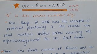Go-Back-N ARQ | Types of Sliding Window Protocol | Explanation | CSE |