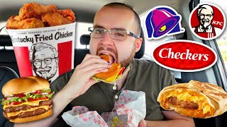 Letting The Person in Front of Me DECIDE What I Eat for 24 HOURS! KFC, Taco Bell, and Checkers!