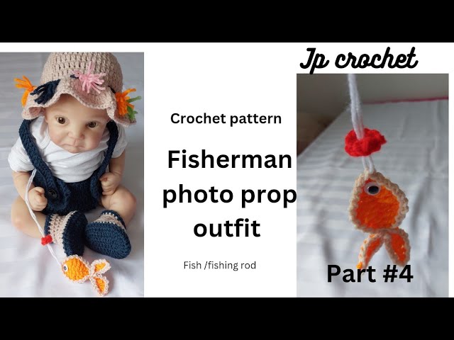 Crochet Fishing Outfit Newborn Fishing Photo Prop Baby Fisherman