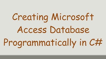 Creating Microsoft Access Database Programmatically in C#