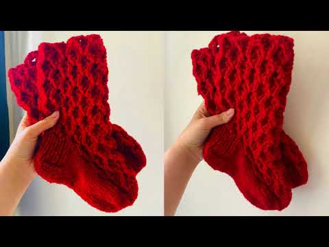 Easy Ajour pattern for knitting socks (#knittingtutorialforbeginners #knittingsocks #вязаныеноски)