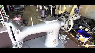 132K6 All cleaned up, fitted with a variable speed servo motor for slow sewing.  176 pages in video.